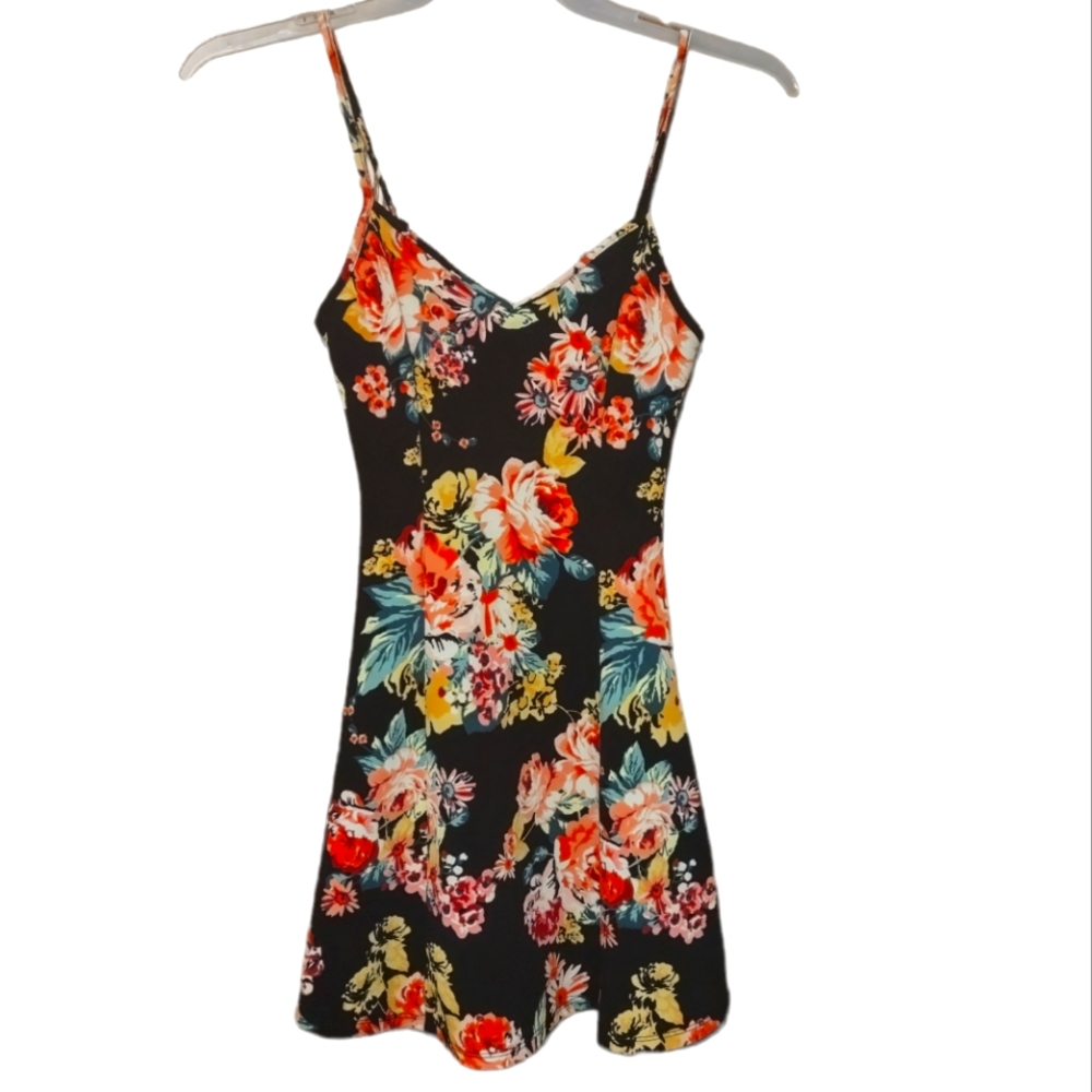 Ambiance Apparel Floral Mini Skater Dress, Size Small